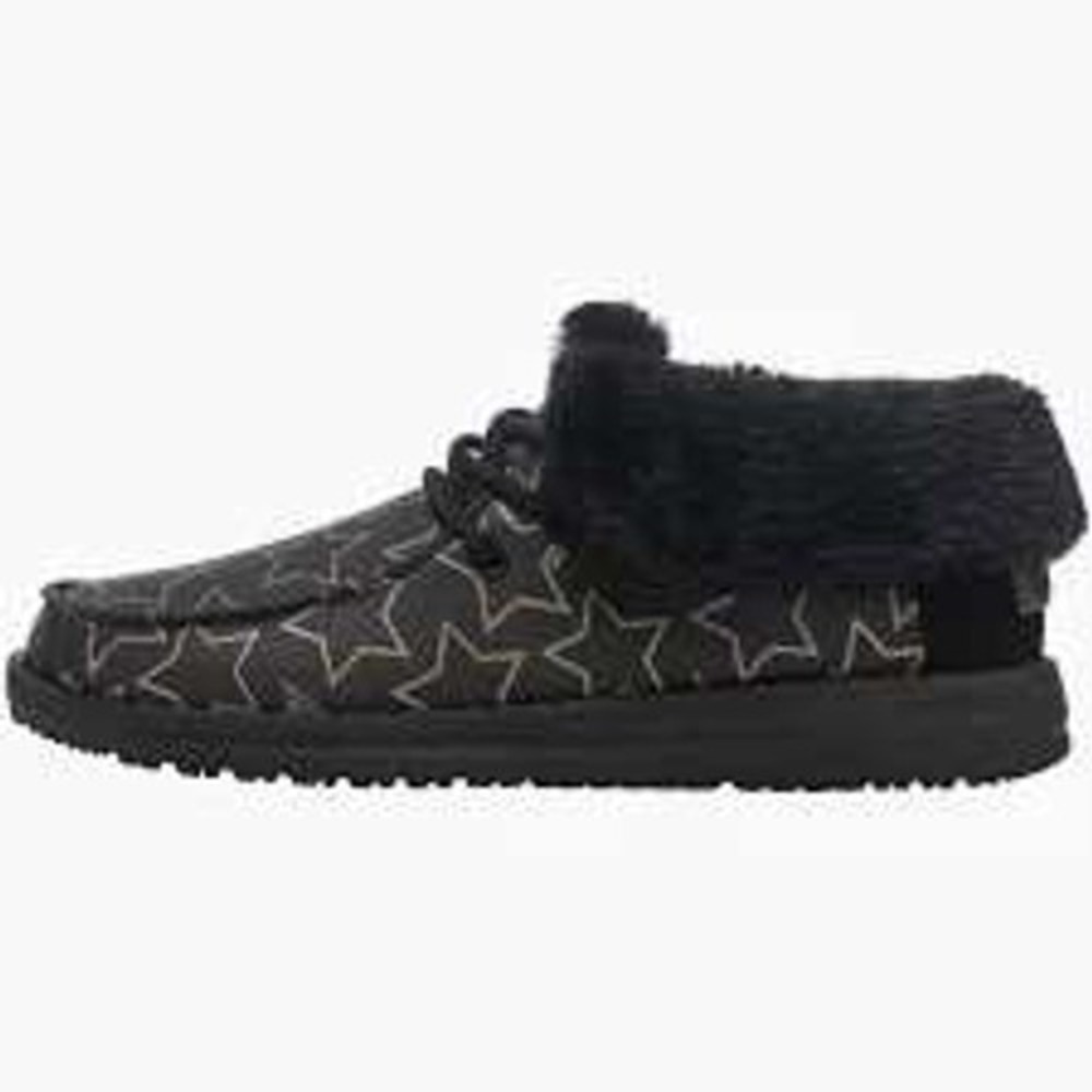 Hey‎ Dude Shoes Womens 8 Black Britt Stary Casual Lace Up Fur Boots